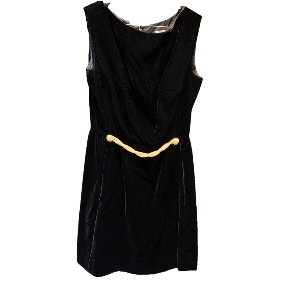 Romantica by Victor Costa Vintage Art Deco Velvet Black Little Cocktail Dress 10